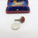 Sterling Silver Carnelian Set Elf Form Fob Charm Pendant Vintage c1970