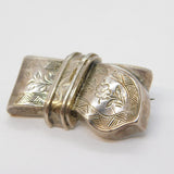 Victorian Sterling Silver Buckle Form Sweetheart Brooch Antique c1880s