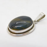 Sterling Silver Mounted Cabochon Tiger's Eye Drop Pendant Vintage