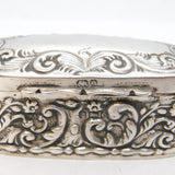 Edwardian Sterling Silver Floral Pattern Jewellery Box Antique 1904 Birmingham
