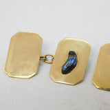 9ct Yellow Gold Shibayama Insect Bug Pair of Cufflinks Vintage Birmingham