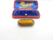 Sterling Silver Cabochon Tiger's Eye Set Brooch Antique c1930 Art Deco