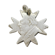 Boer War Period Sterling Silver Cross Carved Coin Fob Pendant Antique