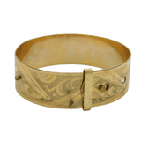 20th Century Rolled Gold Floral Cuff Bangle Bracelet Antique c1920s