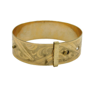 20th Century Rolled Gold Floral Cuff Bangle Bracelet Antique c1920s
