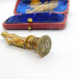 Victorian Cast Brass & Cold Painted Seal Stamp 'DC' Initial Soldier Novelty Form