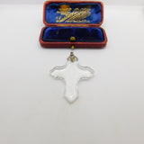 Sterling Silver Clear Glass Crucifix Cross Charm Pendant Vintage c1970