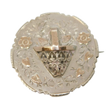 Victorian Sterling Silver, Gold Flower Basket Brooch Pin Antique 1891 Birmingham