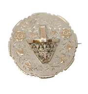 Victorian Sterling Silver, Gold Flower Basket Brooch Pin Antique 1891 Birmingham