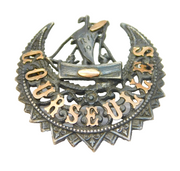 French Steel & Rose Gold 'Courseulles' Souvenir Brooch Antique 1911 Art Deco