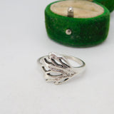 Sterling Silver Leaf Pattern Band Ring Vintage c1970 Size Q 1/2 UK