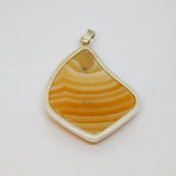 Sterling Silver Natural Lace Agate Organic Shape Statement Pendant Modern c1990s