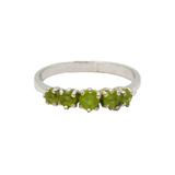 Sterling Silver 5 Stone Peridot Half Eternity Band Ring Modern c1990 Size Q 1/2