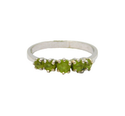 Sterling Silver 5 Stone Peridot Half Eternity Band Ring Modern c1990 Size Q 1/2