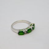 Sterling Silver Synthetic Emerald & White Sapphire Ring Vintage c1970 Size L 1/2