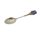 Edwardian Sterling Silver & Enamel Jersey Souvenir Spoon Antique 1909