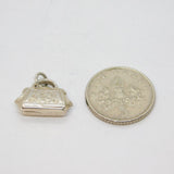Sterling Silver Patterned Handbag Or Purse Charm Pendant Vintage c1970