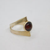 Sterling Silver Tiger's Eye Modernist Open Back Studio Ring Vintage c1970 Size O