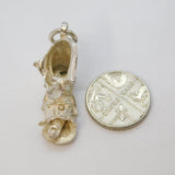 Sterling Silver Ragged Shoe With Moving Toe Charm Pendant Vintage c1970