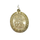 Sterling Silver Oval St Christopher Travel Charm Pendant Vintage c1970