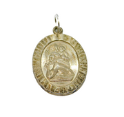 Sterling Silver Oval St Christopher Travel Charm Pendant Vintage c1970