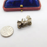 Sterling Silver Victorian Motor Car Charm Pendant Vintage c1970