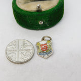 Sterling Silver Enamel Singapore Shield Charm Pendant Vintage c1970