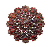 Austro-Hungarian Silver Gilt & Bohemian Garnet Floral Dress Brooch Antique