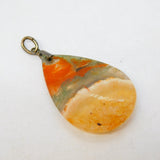 Sterling Silver Mounted Dendritic Agate Drop Pendant Antique c1930 Art Deco
