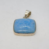 Sterling Silver Blue Agate Square Drop Charm Pendant Vintage c1970s