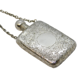 Edwardian Sterling Silver Floral Pattern Perfume Bottle Antique 1903 Birmingham