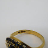 9ct Yellow Gold, Sapphire & Diamond Cluster Ring Vintage 1979 London