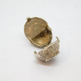 Sterling Silver Opening Crib Basket With Baby Figure Charm Pendant Vintage c1970