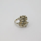 Sterling Silver 10 Stone Spinel Set Leaf Form Ring Modern c1990 Size M 1/2