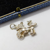 Sterling Silver Oriental Rickshaw Farmer Style Charm Pendant Vintage c1970