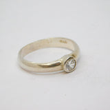 Sterling Silver Round CZ Solitaire Dress Ring Vintage c1970 Size N