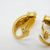 Pair of 9ct Yellow Gold, White Opal & Spinel Set Clip-On Earrings Vintage