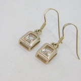 Pair of Sterling Silver Clear Crystal Hook Drop Earrings Contemporary c2000