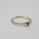 Sterling Silver Spinel Heart Beaded Band Stacking Ring Vintage c1970 Size M 1/2