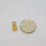 Sterling Silver Round Citrine Small Charm Pendant Vintage c1970s