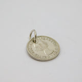 Sterling Silver British Sixpence Coin Charm Pendant Vintage 1957