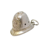 Sterling Silver Large Police Helmet Charm Pendant Vintage c1970
