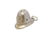Sterling Silver Large Police Helmet Charm Pendant Vintage c1970
