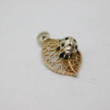Sterling Silver Lucky Ladybird On Cutwork Leaf Charm Pendant Vintage c1970s