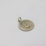 Sterling Silver Patterned Edge St Christopher Travel Charm Pendant Vintage c1970