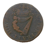 King Charles II Irish Half Penny Coin Antique 1680 Fair Condition