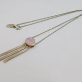 Sterling Silver Celtic Nouveau Style Pink Shell Pendant Necklace Modern c2000