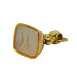 George III 15ct Yellow Gold White Hardstone 'JA' Monogram Fob Seal Antique