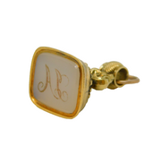 George III 15ct Yellow Gold White Hardstone 'JA' Monogram Fob Seal Antique