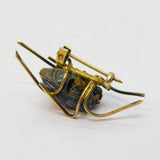 Victorian Egyptian Revival Sterling Silver Gilt Scarab Beetle Brooch Antique